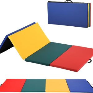 Tumbling Mats Gymnastics Tumbling Mats Foldable Foldable Yoga Mat Thick PU Leather Exercise Mat With Carrying Handles for home Workout outdoor Gymnastics Yoga Pilates
